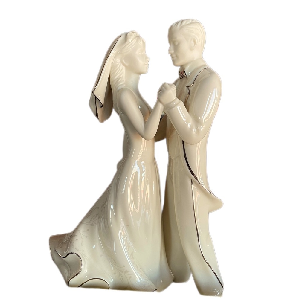 Lenox Wedding Promises First Dance Cake Topper Bride Groom Silver Vintage